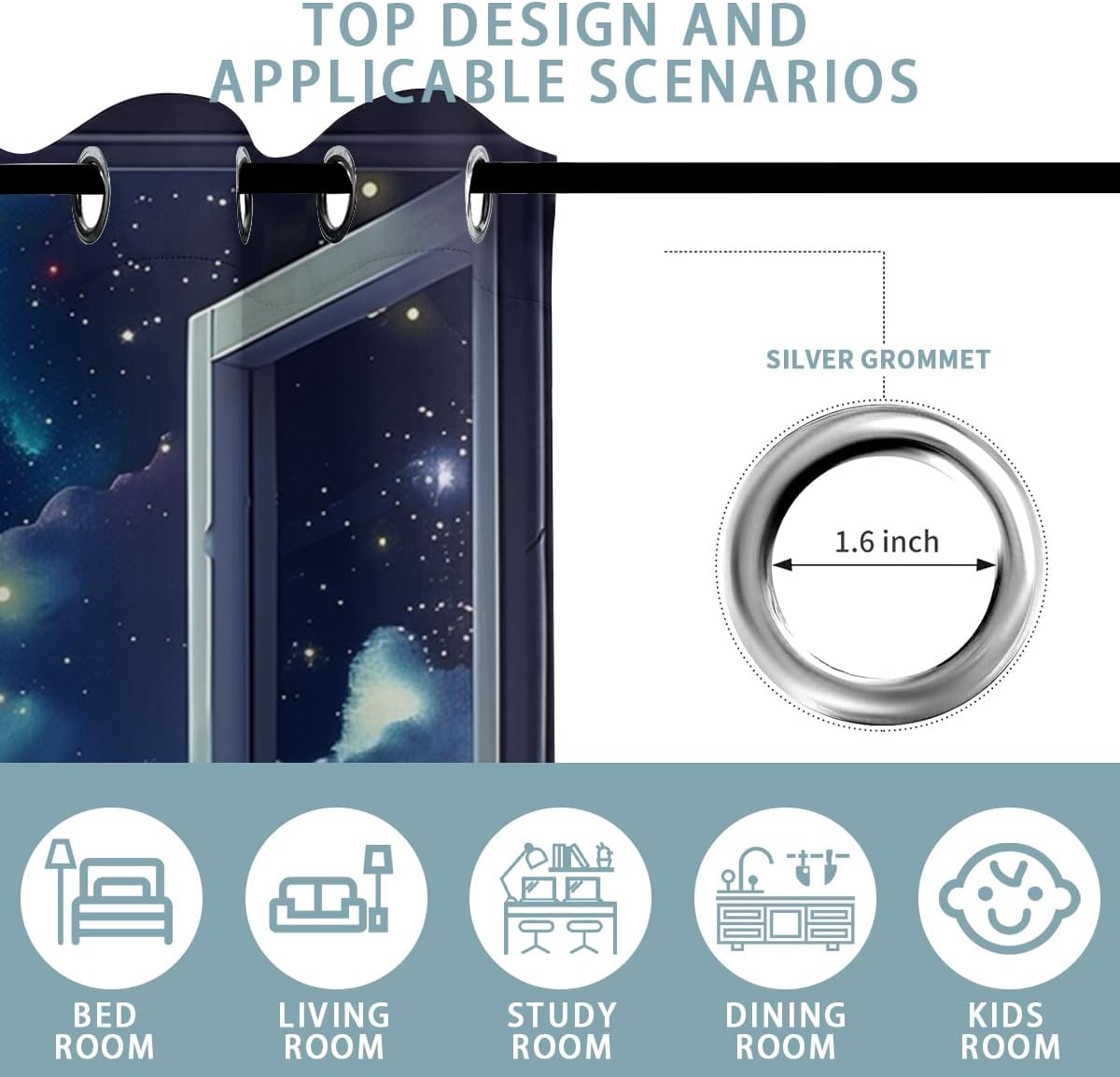 Space Galaxy Blackout Curtains for Girls Boys Kids Home Decor, Universe Nebula Galaxies Solar Planet Grommet Thermal Insulated Drapes Darkening Window Curtain for Bedroom Living Room, 42 x 45 Inch