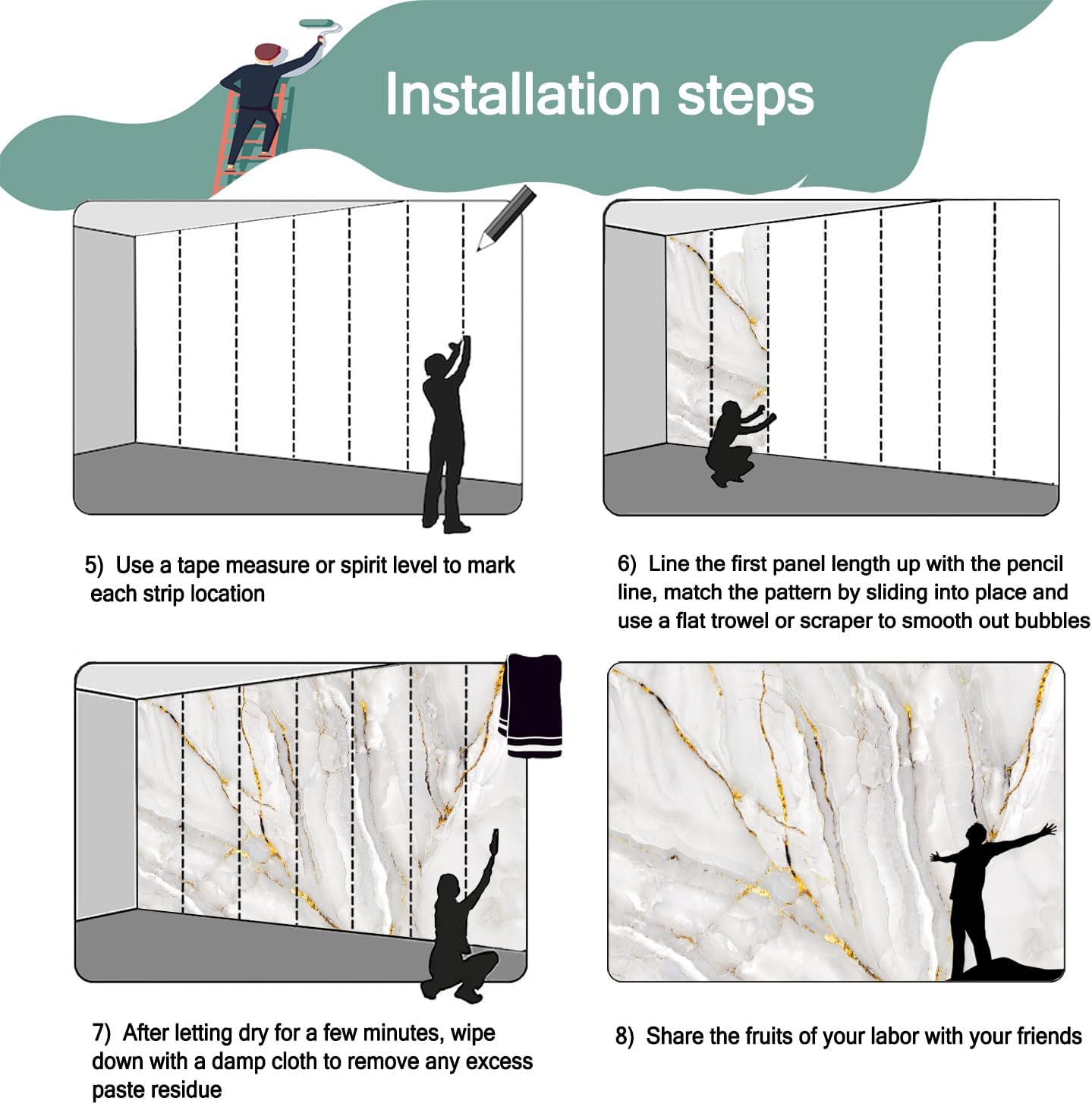 -Gold Marble Fabric Wallpaper Abstract Texture Mural Living Room 140" x 91" (Not Peel and Stick)