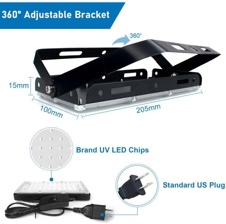 2 Pack 50W Black Lights, Blacklight Flood Light with Plug and Switch,for Glow Party, Halloween, Fluorescent Poster, Body Paint