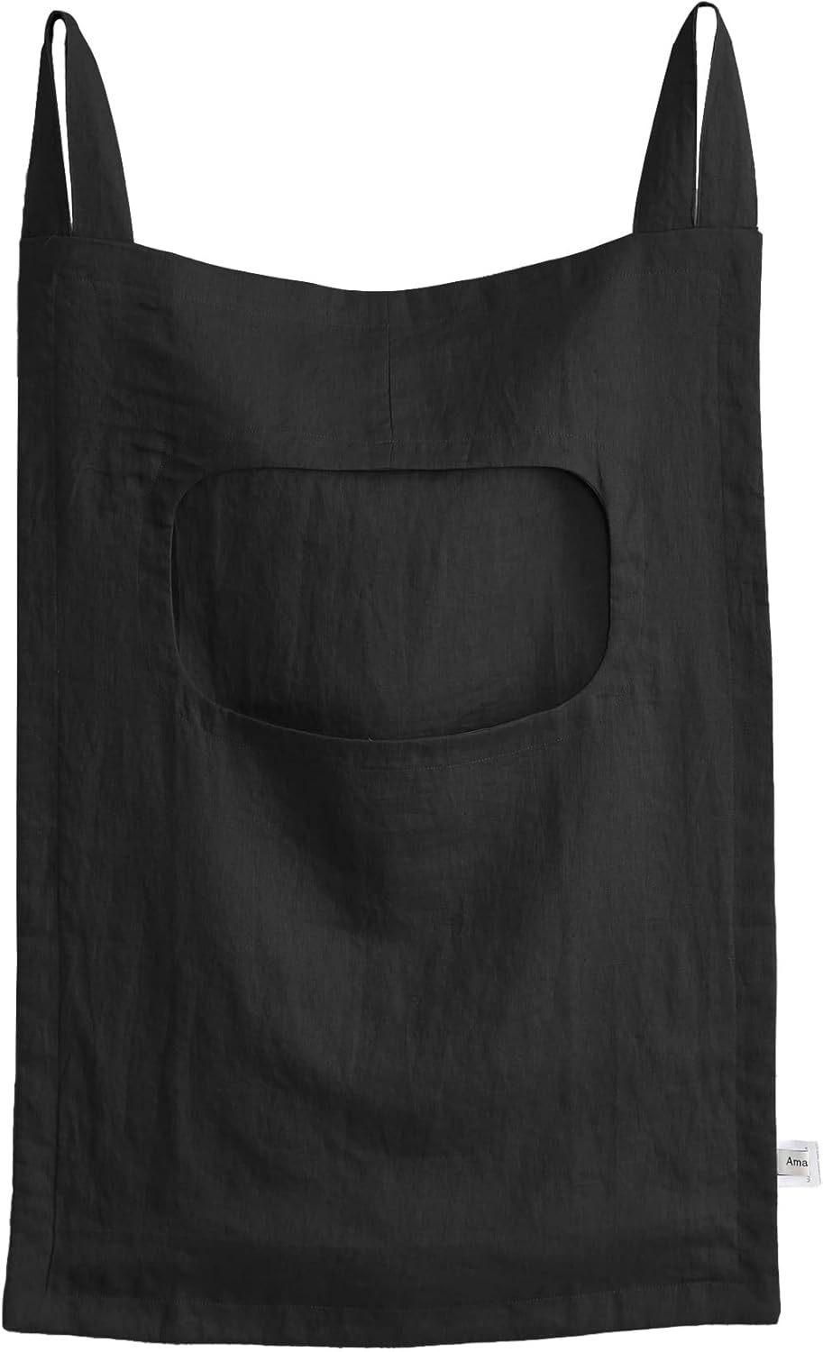 Amazhiyu 100% Linen Door Hanging Laundry Hamper Bag, 19x27 Inches (Black)