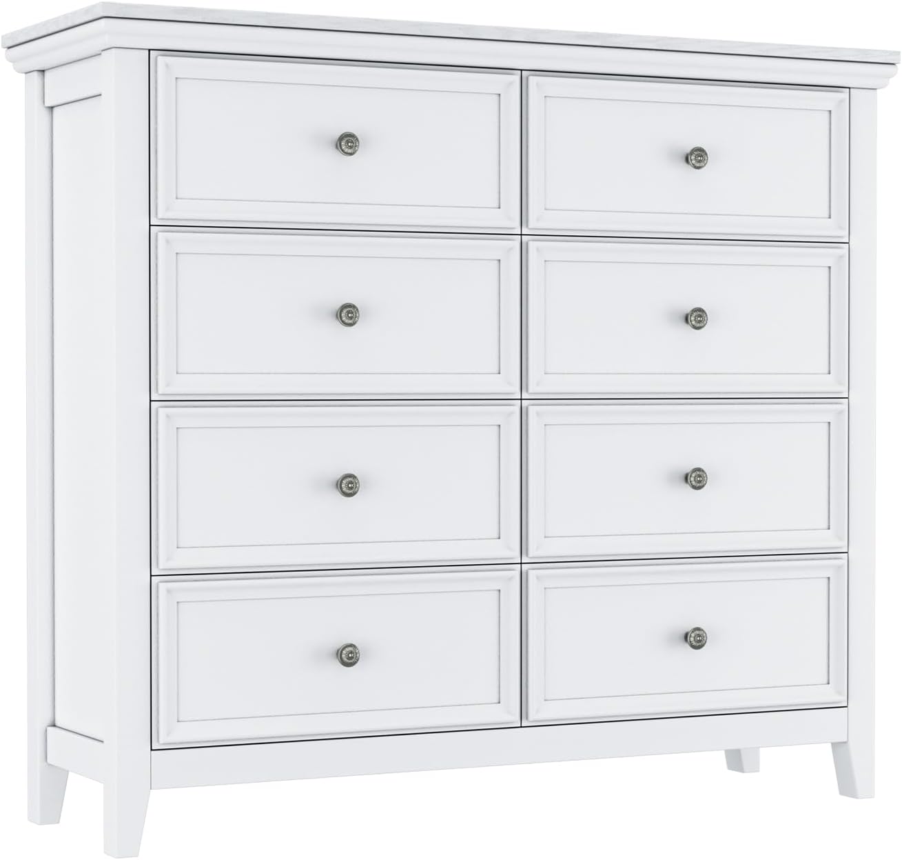 BLANKSPACE White 8 Drawer Dresser, Modern Dresser for Bedroom, Wood Drawer Organizer with Metal Knobs, Large Capacity Cabinet for Bedroom, Hallway