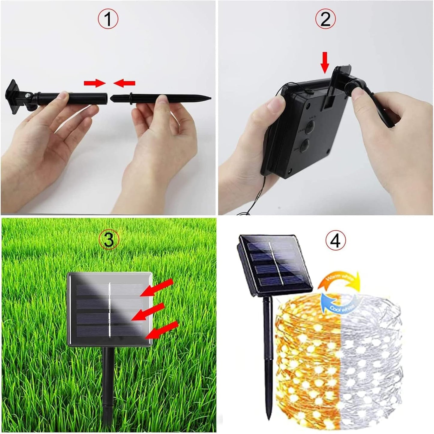 (Warm White ⇋ Cool White) Solar Christmas String Lights Outdoor, 2-Pack Total 80FT 200 LED Solar Twinkle Lights, Waterproof Copper Wire 8 Modes Solar Fairy Lights for Garden Tree Christmas Party Decor