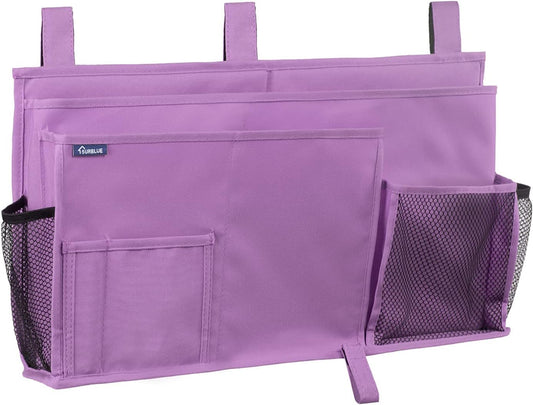 Surblue Caddy Hanging Organizer Bedside Storage Bag for Bunk and Hospital Beds, Purple, L