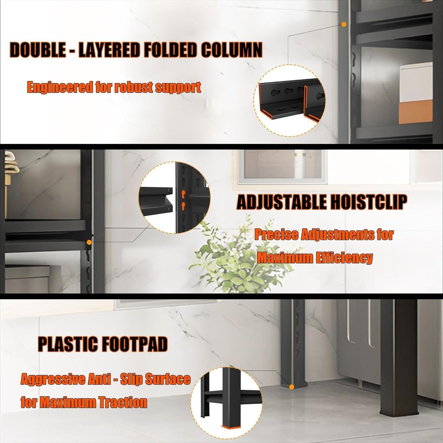 Over Washer and Dryer Storage Shelves,5 Tiers Laundry Room Standing Shelf,Adjustable Metal Shelving Unit,Space Saving Shelf, 63" H x 31.5" W x 15.7" D, Black