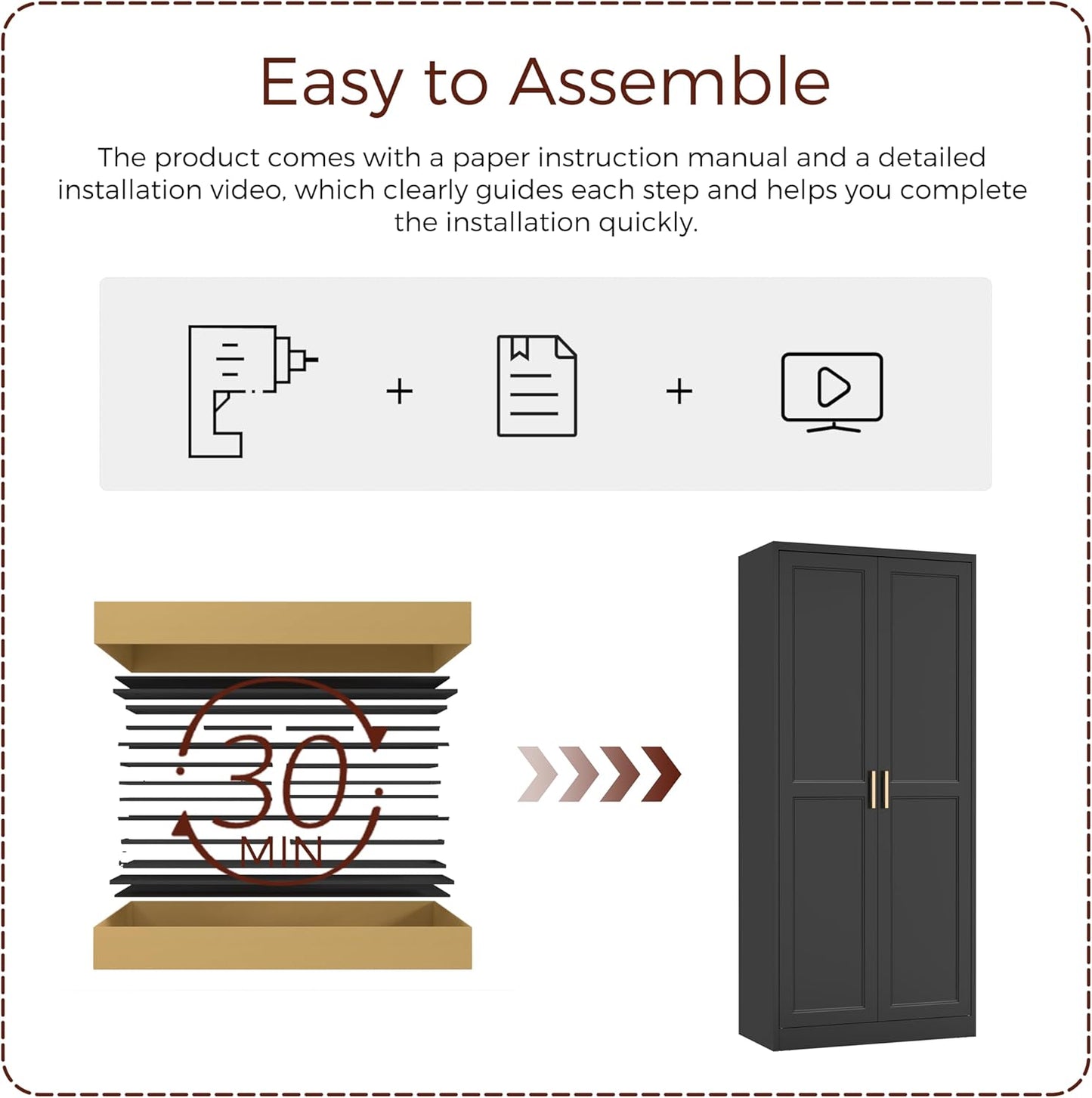 71" Tall Metal Pantry Cabinet, Black Kitchen Pantry Storage Cabinet with 4 Adjustable Shelves and Gold Handles, Cupboard for Kitchen, Dining Room, Living Room, Bathroom