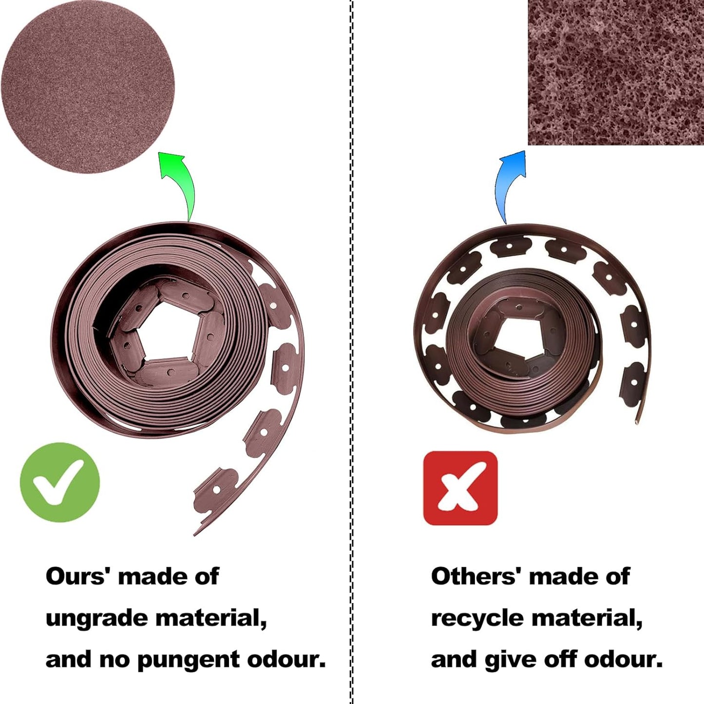 Landscape Edging 33FT, 2in Tall Garden Edging with 30pcs Anchoring Spikes Flexible Edging for Landscaping, Lawn Edging, Paver, Flower Bed Edging Borders, Brown