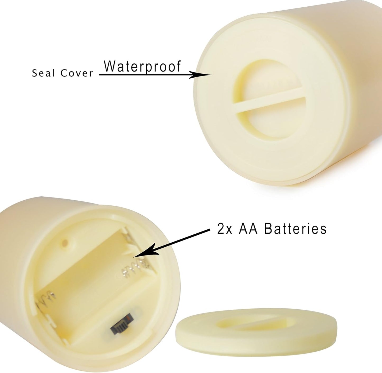 CANDLE CHOICE Waterproof Outdoor Battery Operated Flameless Candles with Remote Timer Plastic Flickering Fake Electric LED Pillars for Lantern Garden Wedding Christmas Decorations 3x4 Inches 2 PCS