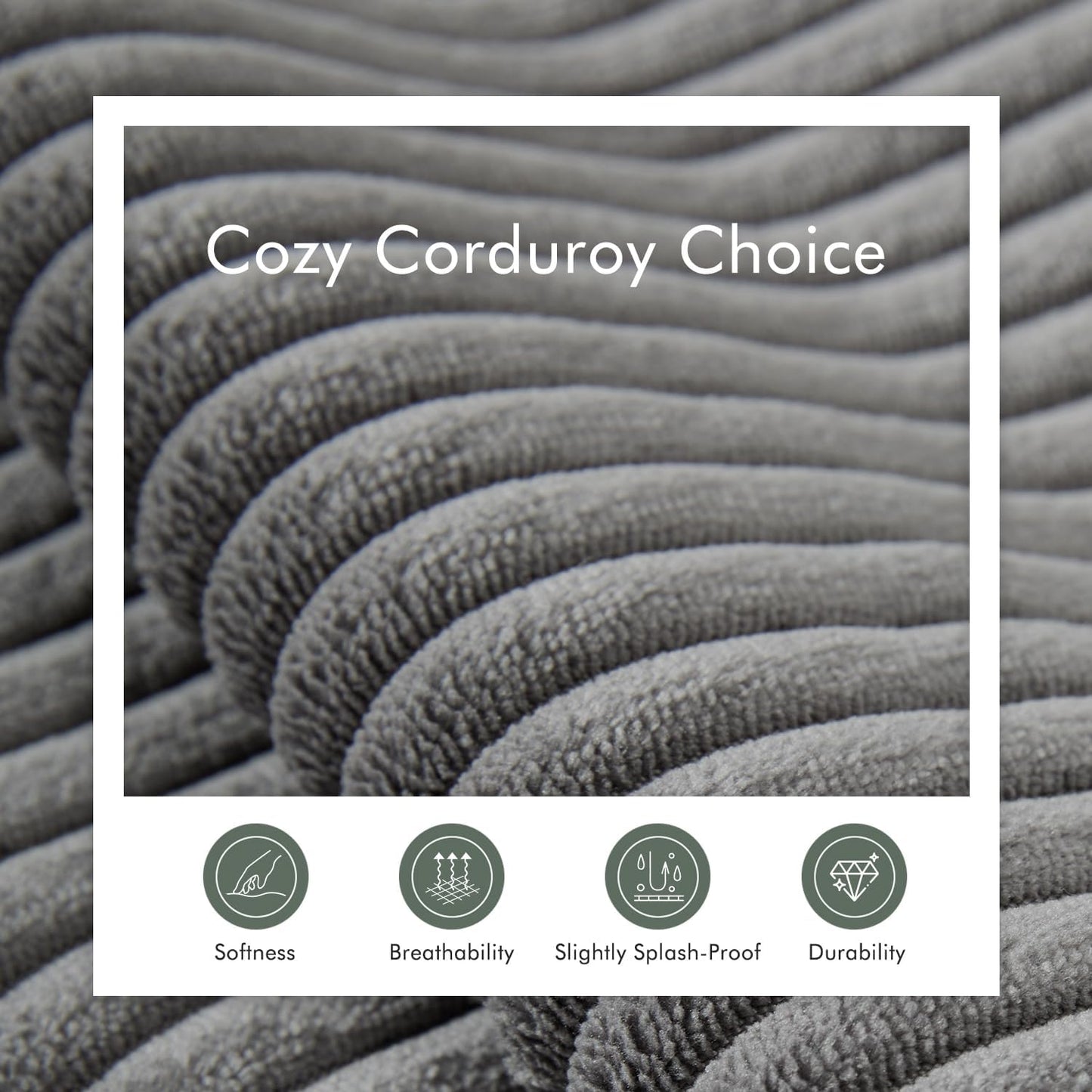 Boneless Sectional Cloud Couch Sofa Bed for Living Room, 112" Modular Modern Lounge 3 Seater Sleeper Grey Couches with Chaise, No Assemble, Cordury Compression Upholstered Sofas