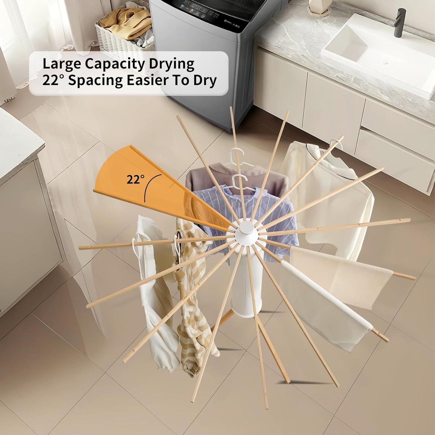 Clothes Drying Rack Tripod,Laundry Hanger Dryer Rack,Portable Drying Rack,Outdoor Clothes Rack-Drying Rack Clothing Laundry Bedroom Household Wooden-16rods