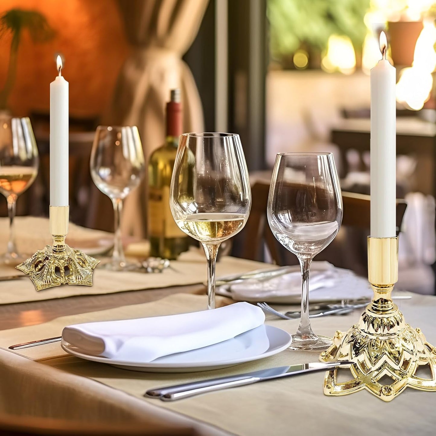 Candlestick Holders,Taper Candle Holder for Candlesticks Gold Plated Candle Metal Stick Candle Holders for Fireplace,Party, Dining,Wedding Decor,Fits 3/4 inch Thick Candle(Set of 2Pcs)