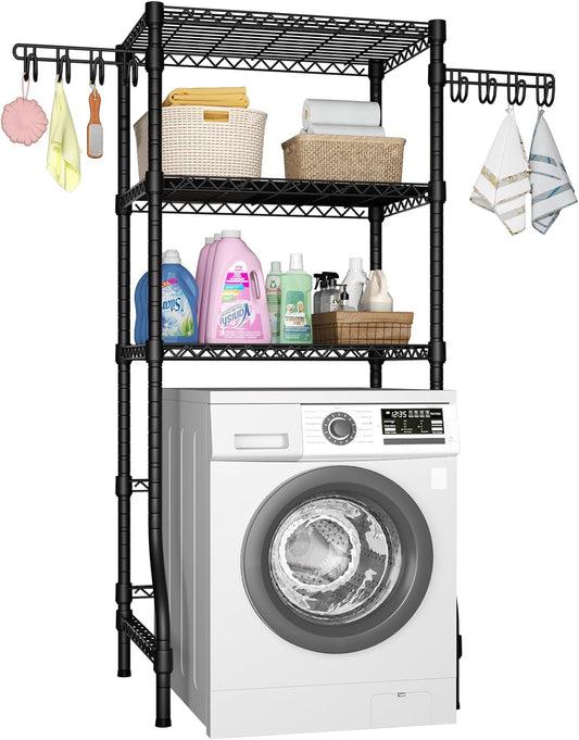 Ulif U8 Medium Laundry Room Storage Organizer, Over the Washer and Dryer Storage Shelves for Laundry Organization, 32.3”W x 17.3”D x 76.2”H, Suit Washing Machine Width within 29.9”, Hold 304 lb, Black