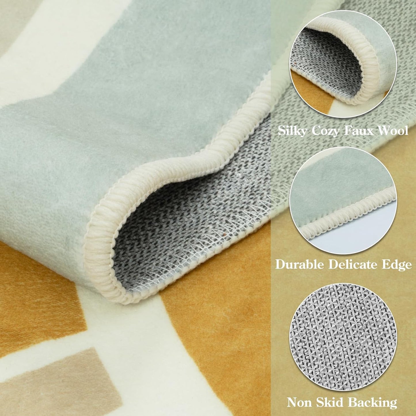 STARUIA Sun 8x10 Washable Area Rugs for Living Room, Non-Slip Backing Large Boho Rainbow Nursery kids Area Rug for Bedroom, Carpet Rug for Dining Guest Room Classroom Office Nursery Kids(Monet,8'x10')