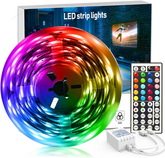 DAYBETTER Led Strip Lights 32.8 ft RGB Color Changing Lights Strip for Bedroom, Desk, Home Decoration, with Remote and Power Supply
