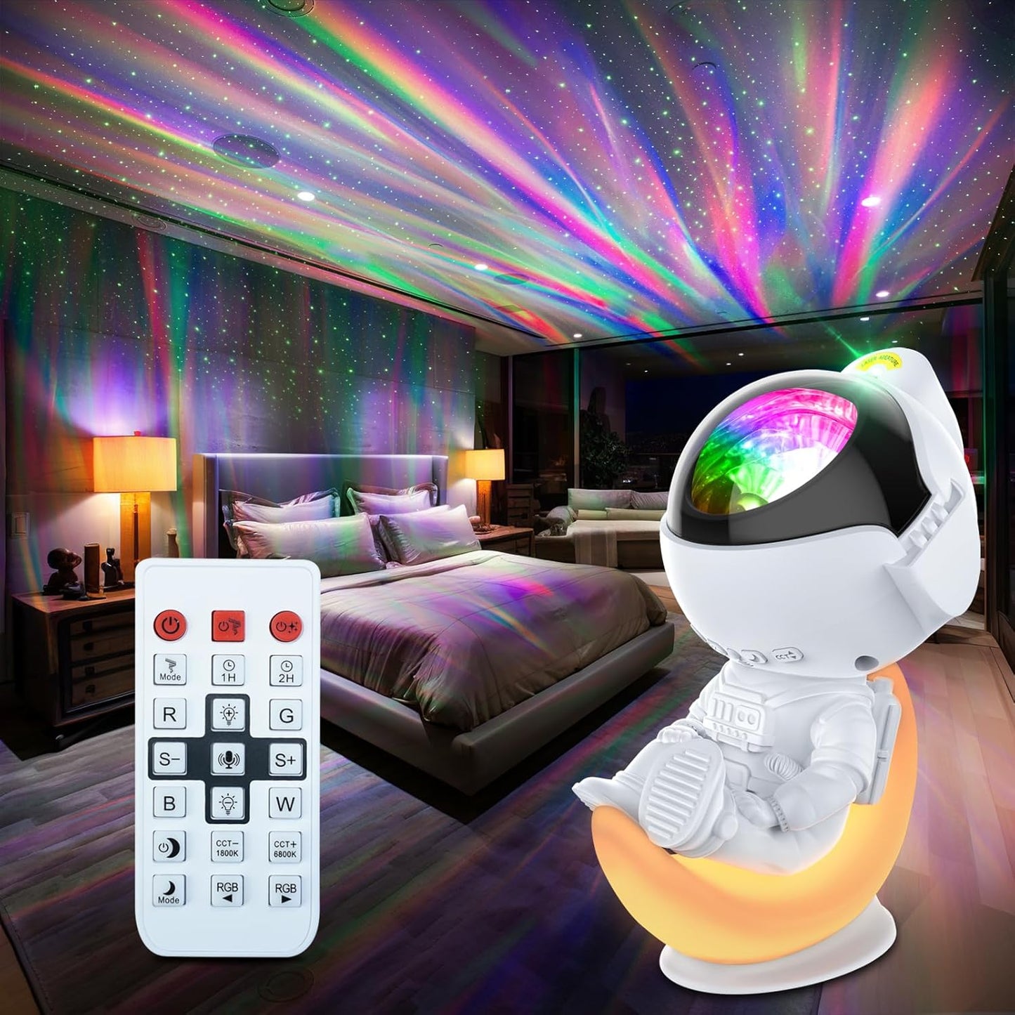 Rossetta Astronaut Galaxy Projector, Star Projector for Bedroom, Dimmable LED Night Light for Kids with Timer and Remote, Space Astronomy Themed Room Decor Aesthetic, Gifts for Christmas, Birthdays