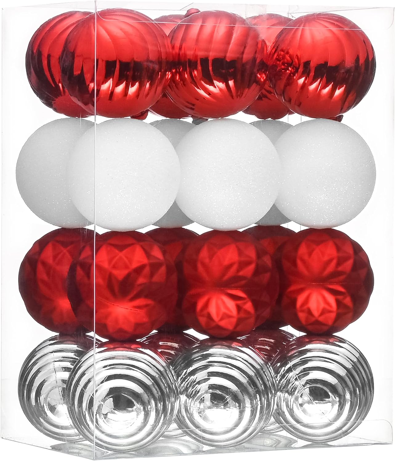 Valery Madelyn Christmas Ornaments Tree Decorations Set for Fall Halloween, 24ct Red White Shatterproof Ball Ornaments, 2.36" Hanging Ornament Bulk for Xmas Holiday Party Decor