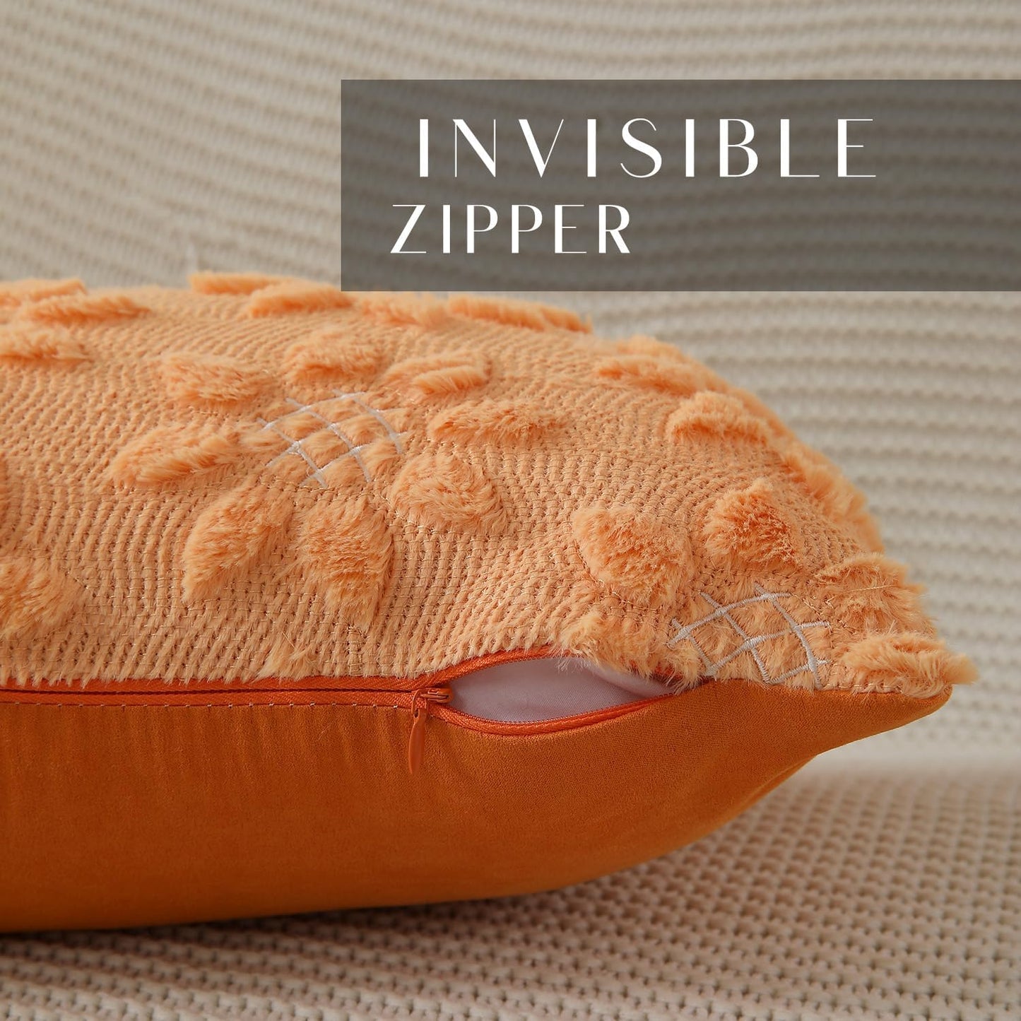 DFXSZ Spring Summer Pillow Covers 18x18 inch Set of 2 Farmhouse Decor White Flower Heart Sunflower Orange Soft Plush Faux Fur Jacquard Throw Pillows for Sofa Holiday Spring Home Decor PTK024H18