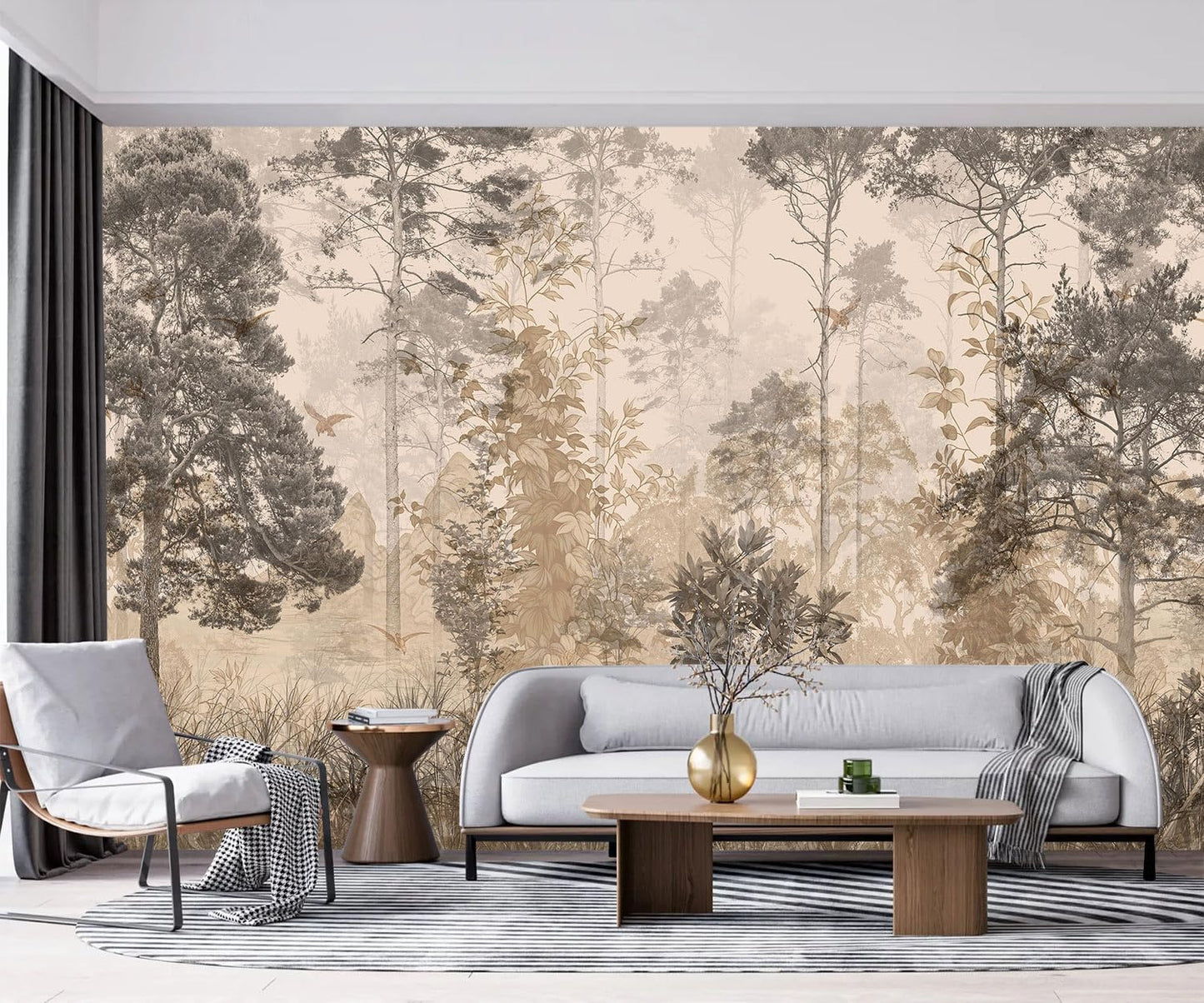 -Vintage Forest Natural Wall Bedroom Mural XT18 S 100" x 65"