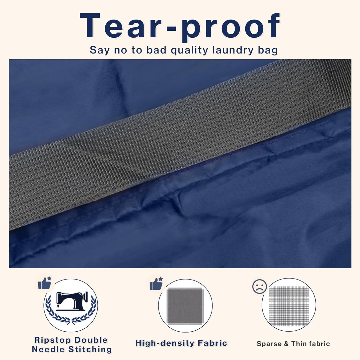 2-Pack Backpack Laundry Bags, Heavy Duty Laundry Bag Backpacks with Adjustable Shoulder Straps, Door Hanging Washing Bag, Laundry Hamper Lining for College Dorm, Travel, Laundromat