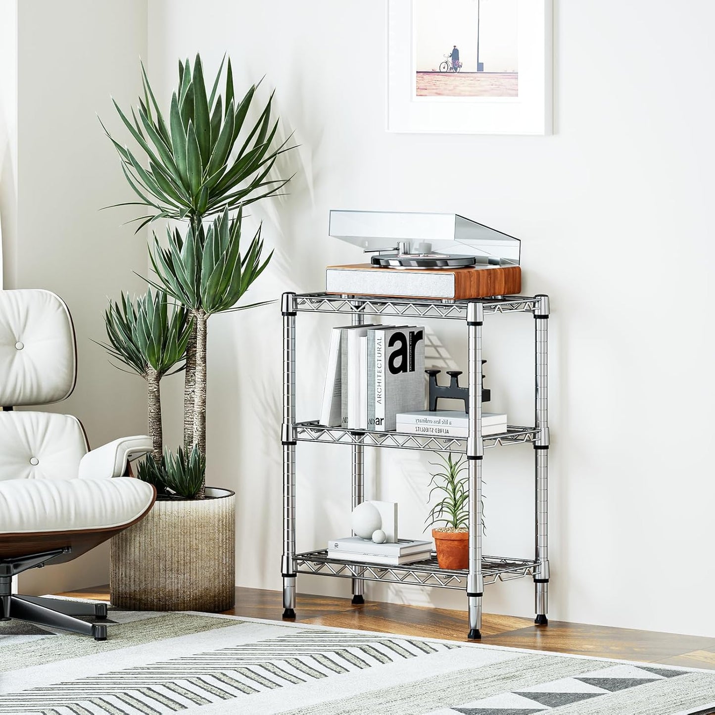 750 lbs 3 Tier Shelf Metal Storage Shelves Wire Rack Closet Organizers with PP Board for Garage Kitchen Bathroom Laundry Chrome 11.8" D x 21.7" W x 28.6" H