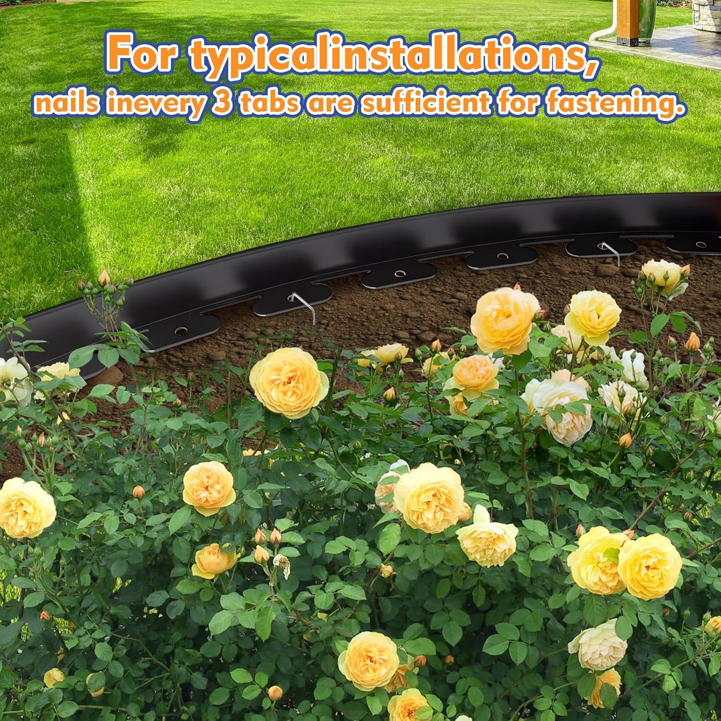 1.5 Inch x 100 FT (Multiple Sizes Available) Landscape Edging, Garden Edging Borders with 100pcs Upgrade Stakes, Flexible No Dig Plastic Garden Border for Lawn, Landscaping, Flower Beds and Yard