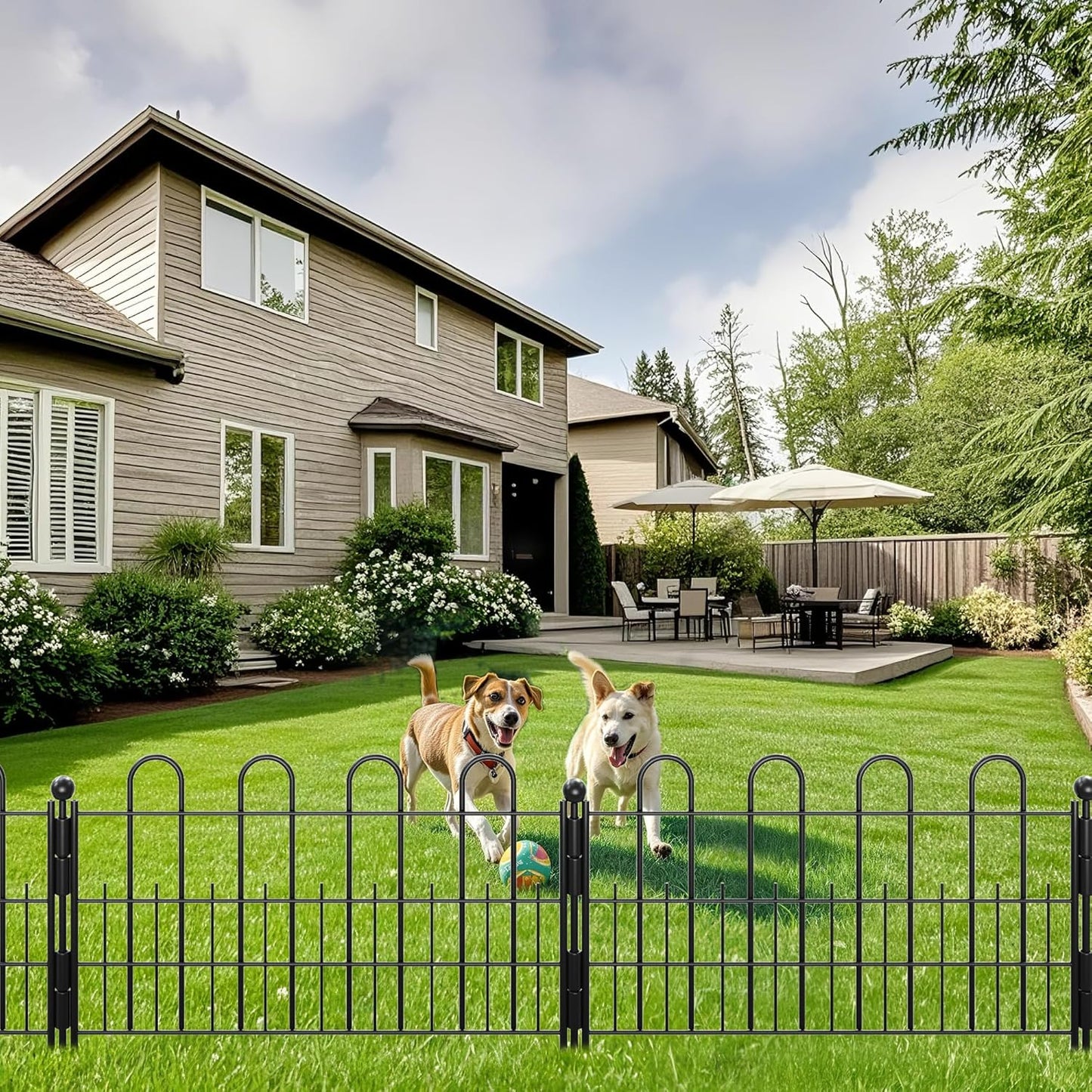 10 Panels Decorative Garden Fence with U-Shape, 11.81in (H) X 16.42ft (L) Dog Fence Outdoor for Yard Security, Garden Fencing Includes Deep Stakes